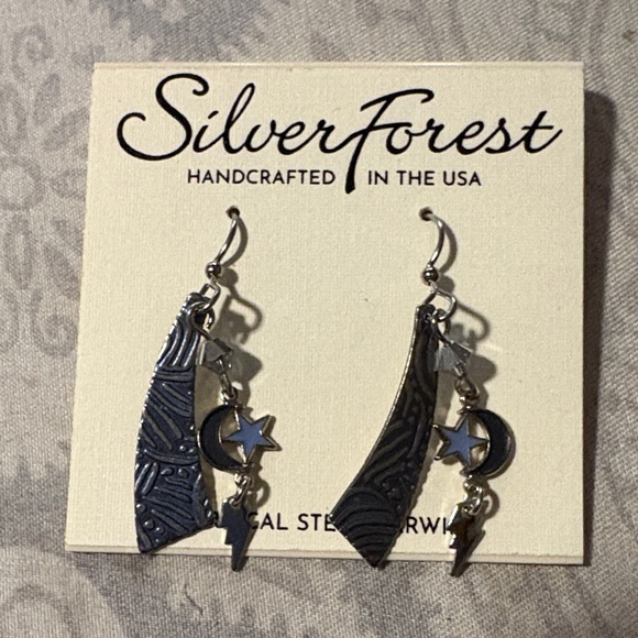 Silver Forest Jewelry - Silver Forest Celestial Silver and Black Earrings